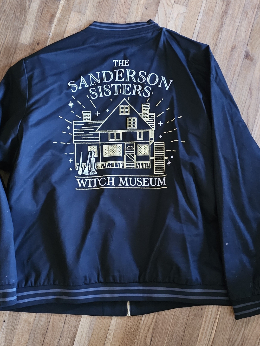 Disney Black Jacket with Gold Sanderson Sisters Witch Museum Graphic